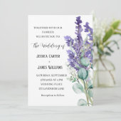 Lavender Eucalyptus Rustic Elegante Wedding Einladung (Stehend Vorderseite)