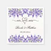 Lavender eucalyptus script mr mrs heart wedding serviette (Vorderseite)