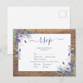 Lavender Eucalyptus Script Wood Wedding RSVP Einladungspostkarte (Vorne/Hinten)