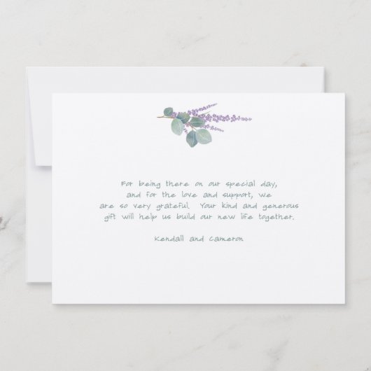 Lavender Eucalyptus Stems Dankeschön Message Card Einladung (Rückseite)