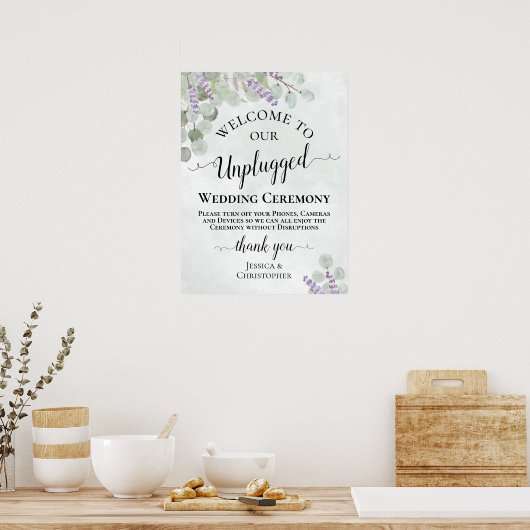Lavender Eucalyptus Unplugged Wedding Zeremony Poster (Küche)