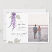 Lavender Eucalyptus Verlasse Foto Save the Date Einladung (Vorderseite)