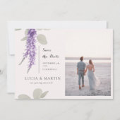 Lavender Eucalyptus Verlasse Foto Save the Date Einladung (Vorderseite)