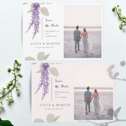 Lavender Eucalyptus Verlasse Foto Save the Date Einladung