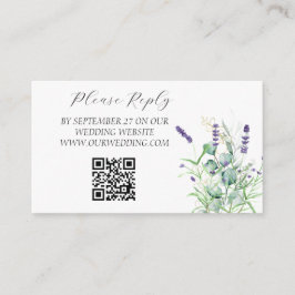 Lavender Eucalyptus Watercolor Blume Hochzeit Begleitkarte