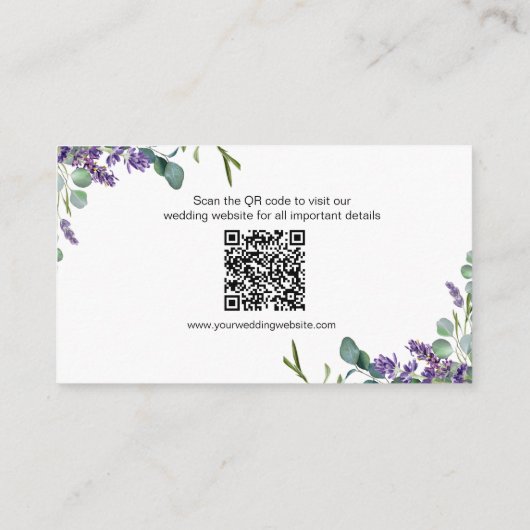 Lavender Eucalyptus Wedding Details Enclosure Card Begleitkarte (Rückseite)
