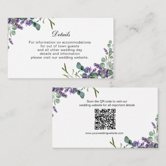 Lavender Eucalyptus Wedding Details Enclosure Card Begleitkarte (Vorne/Hinten)