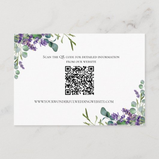 Lavender Eucalyptus Wedding Enclosure Card Begleitkarte (Rückseite)