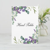 Lavender Eucalyptus Wedding Head Table Cards (Stehend Vorderseite)