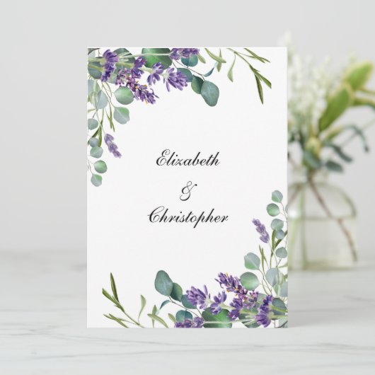 Lavender Eucalyptus Wedding Main Table Cards (Stehend Vorderseite)