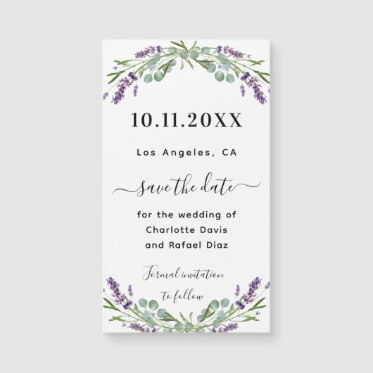 Lavender eucalyptus wedding Save the Date Magnet (Vorderseite)