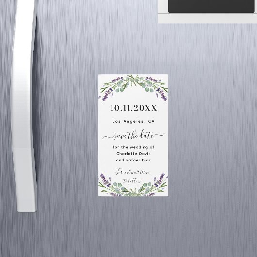 Lavender eucalyptus wedding Save the Date Magnet