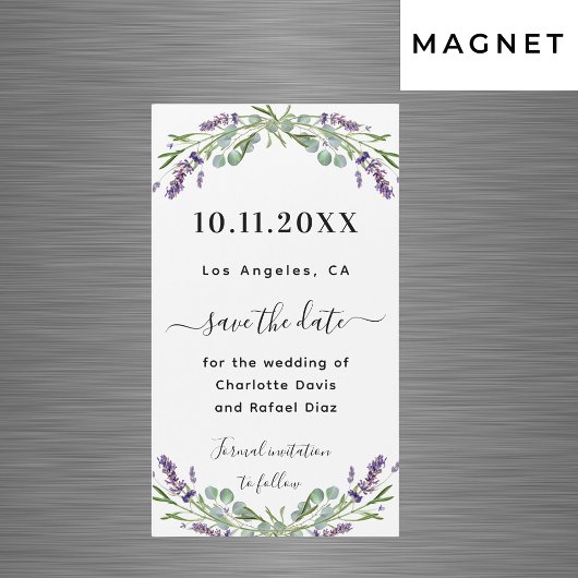 Lavender eucalyptus wedding Save the Date Magnet