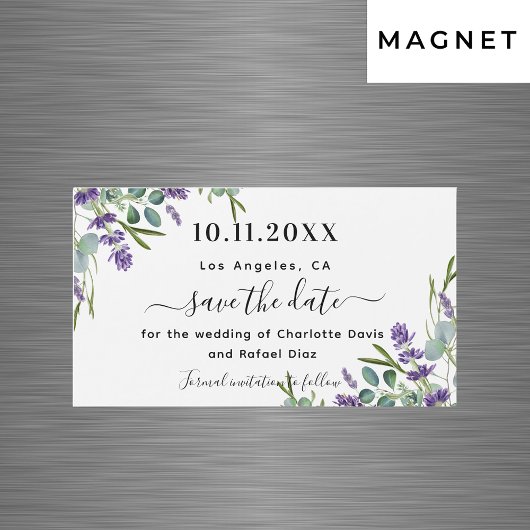 Lavender eucalyptus wedding Save the Date Magnet