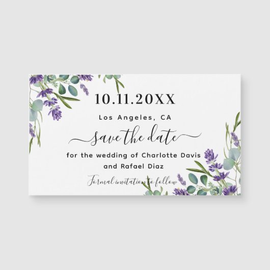 Lavender eucalyptus wedding Save the Date Magnet (Vorderseite)