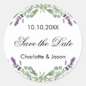Lavender eucalyptus wedding Save the Date Runder Aufkleber (Vorderseite)