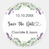 Lavender eucalyptus wedding Save the Date Runder Aufkleber (Vorderseite)