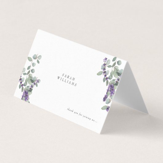 Lavender Eucalyptus Wedding Table Platzkarte (Vorderseite)