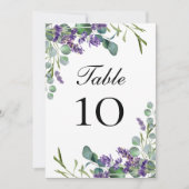 Lavender Eucalyptus Wedding Tischnummer Cards (Vorderseite)