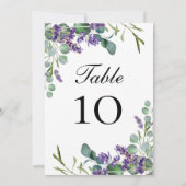 Lavender Eucalyptus Wedding Tischnummer Cards (Rückseite)