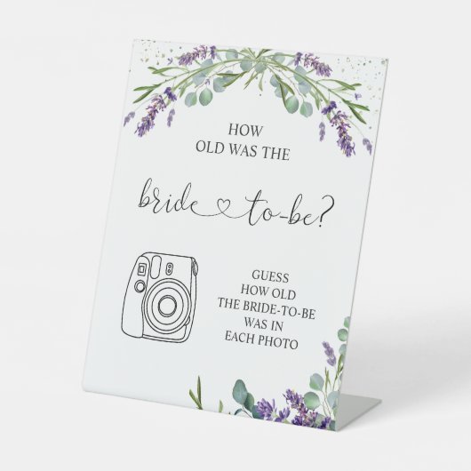 Lavender Eucalyptus Wie alt war die Braut Sockelschild (Vorderseite)