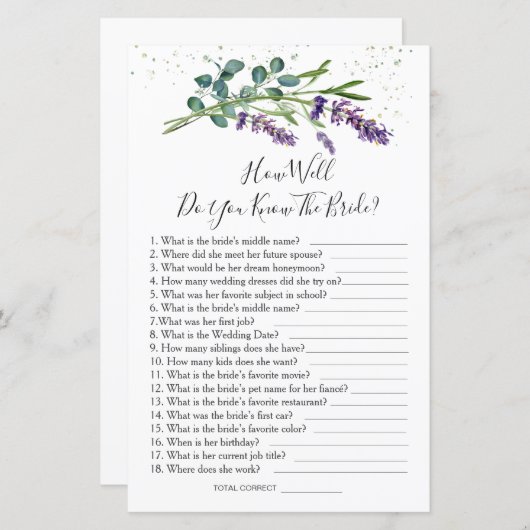 Lavender Eucalyptus Wie gut kennen Sie Bridge? (Vorne/Hinten)