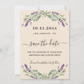 Lavender Eukalyptus beige Hochzeit speichern Sie d Save The Date (Vorderseite)