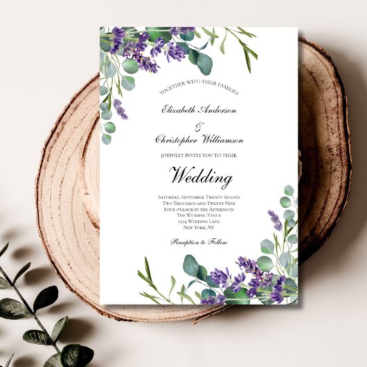 Lavender Eukalyptus Floral Botanische Hochzeit Einladung
