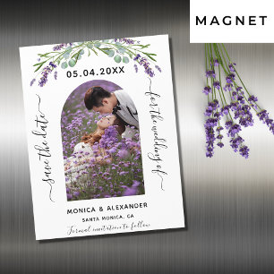 Lavender Eukalyptus Foto Hochzeit speichern Sie da Magneteinladung