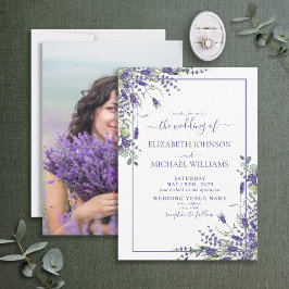 Lavender Eukalyptus Greenery Foto Wedding Einladung