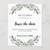 Lavender Eukalyptus Hochzeit speichern Sie das Dat Flyer (Vorne)