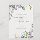 Lavender Eukalyptus Leafy Bunch Save the Date Card Dankeskarte (Vorne/Hinten)