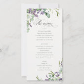 Lavender Eukalyptus Leafy Bunch Wedding Menu Card Dankeskarte (Vorderseite)