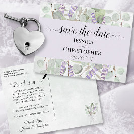 Lavender & Eukalyptus Lila Wedding Save the Date Ankündigungspostkarte