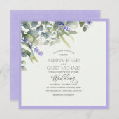 Lavender & Eukalyptus Square Wedding Einladung (Vorne/Hinten)
