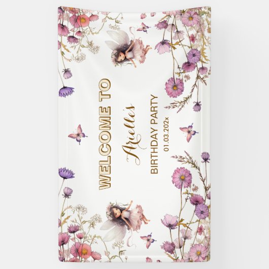 Lavender Fairy Wildblume pixie Willkommenszeichen Banner (Vertikal)