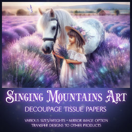 Lavender Fantasy Girl and Horse Decoupage Seidenpapier