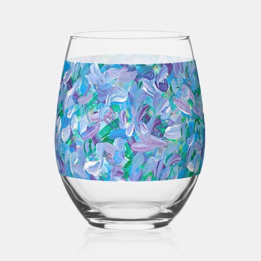 Lavender Feathers Weinglas Ohne Stiel (Rückseite)
