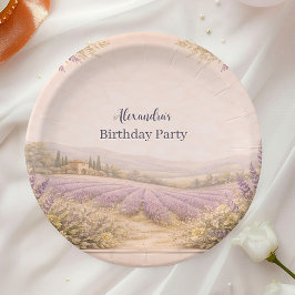 Lavender Field Garden Birthday Pappteller