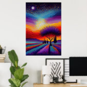 Lavender Field in Frankreich - Provence by Night Poster (Heimbüro)