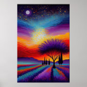 Lavender Field in Frankreich - Provence by Night Poster (Vorne)