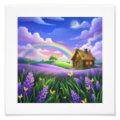 Lavender Field Rainbow Cottage Dream Fotodruck (Vorne)