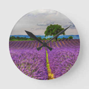 Lavender Field scenic, France Runde Wanduhr