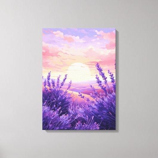 Lavender Field Sunset Leinwanddruck (Vorderseite)
