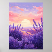 Lavender Field Sunset Wall Art Print Poster (Vorne)