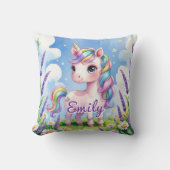 Lavender Field Unicorn Editable Name Pillow Kissen (Vorderseite)