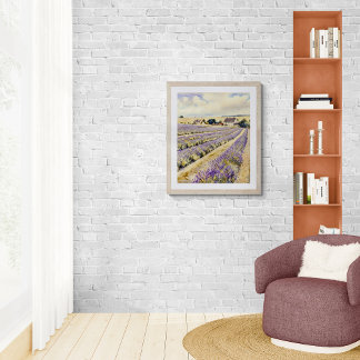 Lavender Field Watercolor Painting Fotodruck