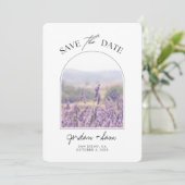 Lavender Field Wedding Lavender Save the Date Einladung (Stehend Vorderseite)