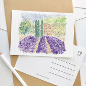 Lavender Fields France Watercolor Travel Postcard Einladungspostkarte