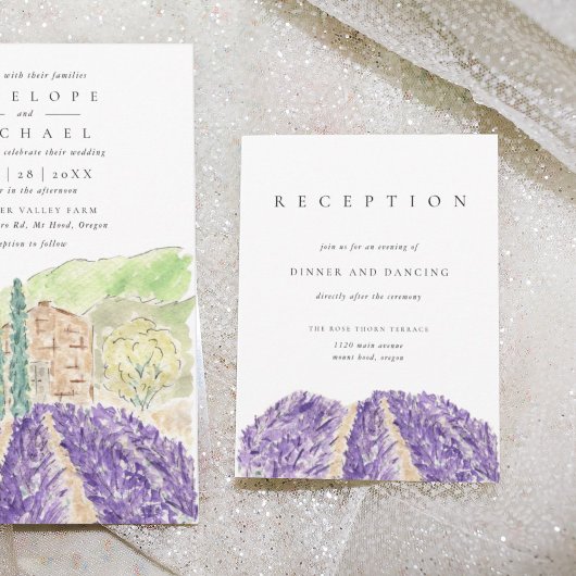 Lavender Fields Hochzeitsempfang Einladung